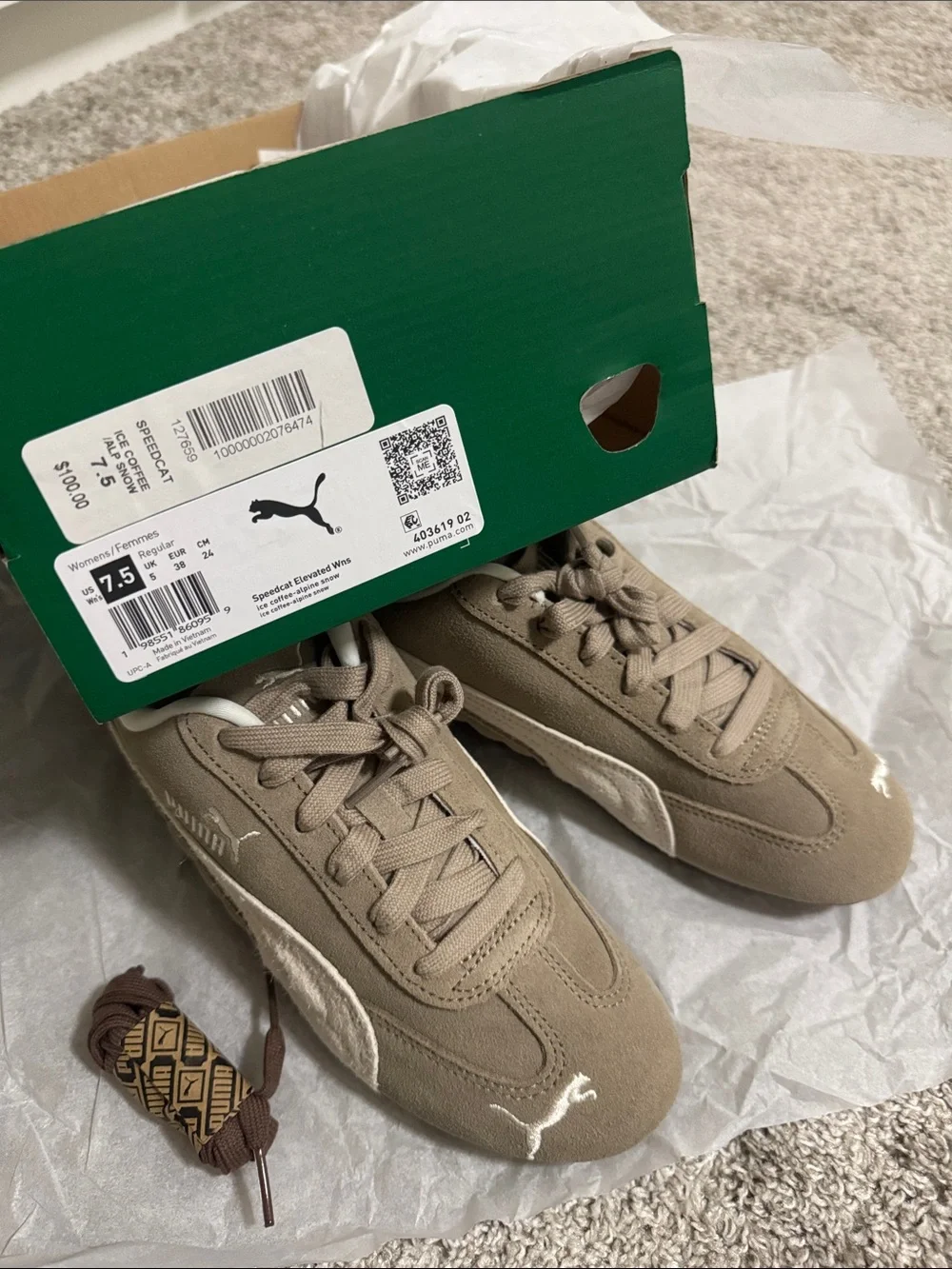 Puma Suede Sneakers in Taupe, Cream & Brown